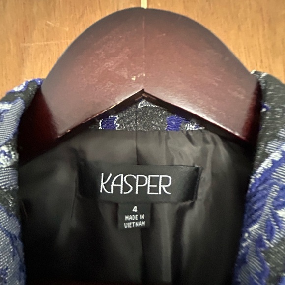 Kasper Vintage Retro Blazer Purple Silver 3 Buttons Slit Sleeves wear with Jeans - Picture 4 of 9